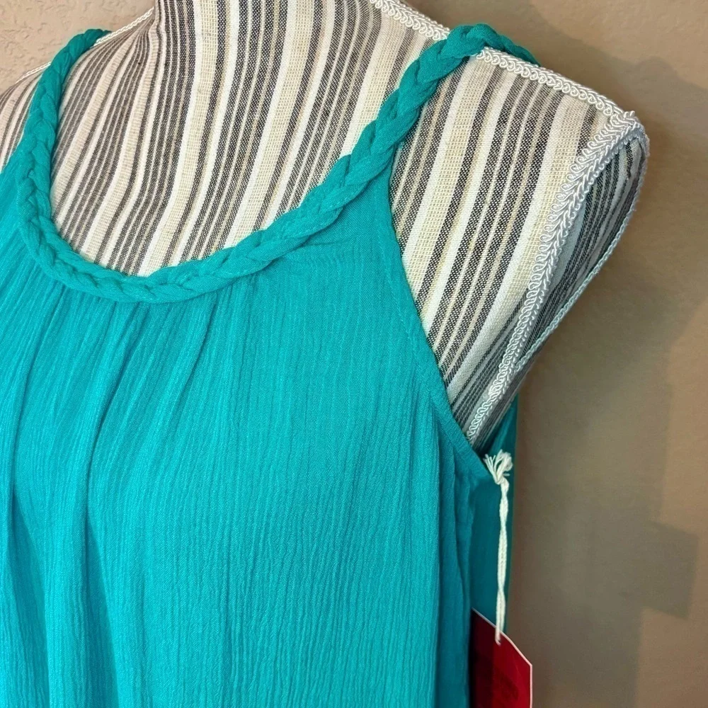 NWT Mossimo Tank Top XS Teal / Jade Green Braided Straps Rayon Boho - Picture 9 of 13